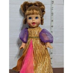 Vintage 1968 Mattel Small-Talk Cinderella Doll Princess Gold Gown Japan 12 inch